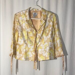 Adrianna Papell Yellow and Cream Floral Jacket